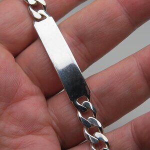 *925 Sterling Silver Men's ID Bracelet Cuban Link